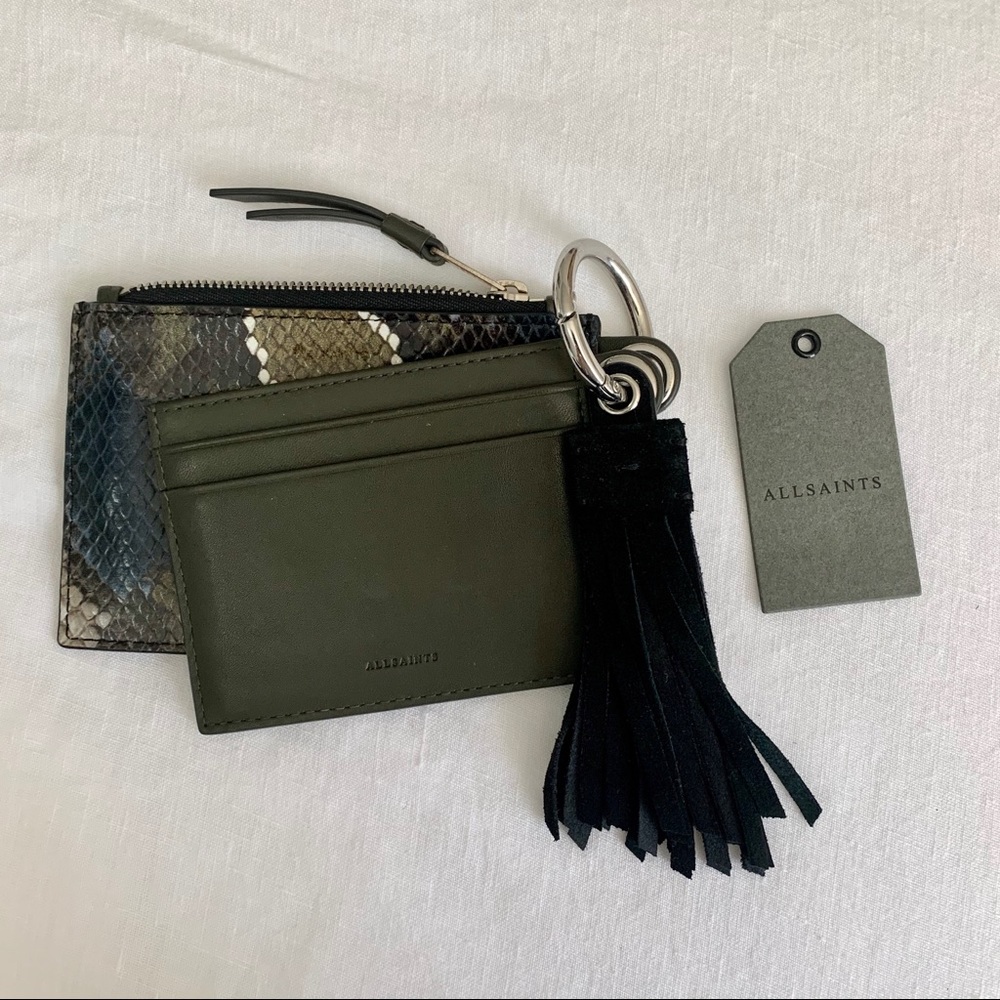 AllSaints Dive Snakeskin Leather Keychain/Key Fob